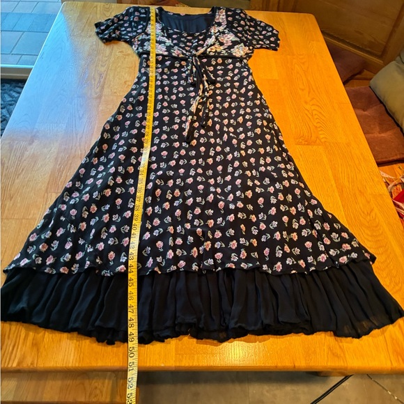 Vintage 80’s 90’s Black Floral Maxi Dress - Picture 6 of 7